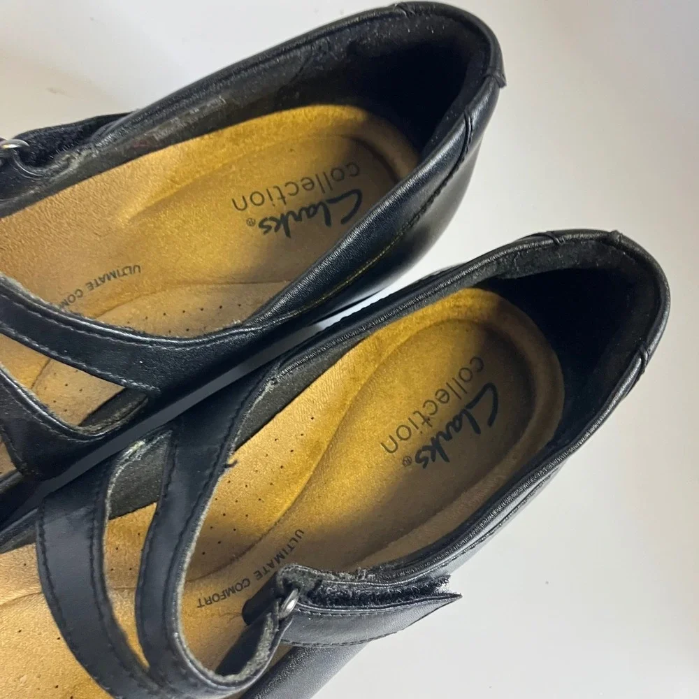 Clarks Emily Clover mary Jane pumps black leather women's size 7.5 business